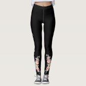 Zwarte bruids bloemenbruid & bruidsmeisje leggings (Voorkant)