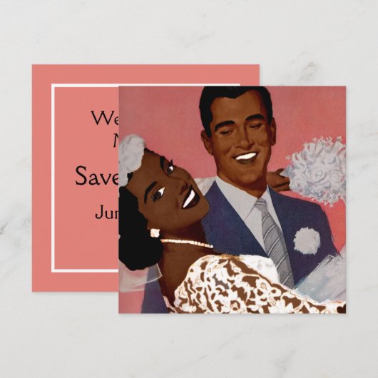 Zwarte Bruids Huwelijk Save The Date (Voorkant / Achterkant)