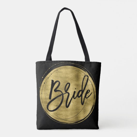 Zwarte Bruids Trouwtassen Nep Goud Folie Tote Bag (Achterkant)