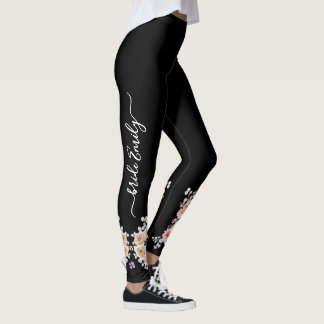 Zwarte bruidsbloem bruid & bruidsmeisjes leggings