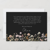 Zwarte Bruidsontbijt Wildflower Bedankkaart (Achterkant)