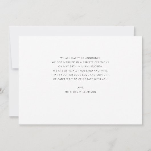 zwarte bruidsschat bedankkaart (Achterkant)