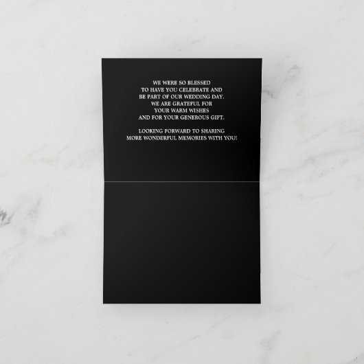 Zwarte bruiloft bedankkaart (Binnen)