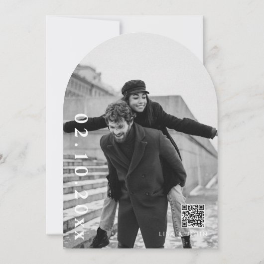 Zwarte bruiloft Bewaar de datum Photo Arch Kaart (Achterkant)