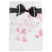 Zwarte bruiloft boog op wit met harten medium cadeauzakje (Achterkant)