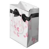 Zwarte bruiloft boog op wit met harten medium cadeauzakje (Achterkant Gekanteld)