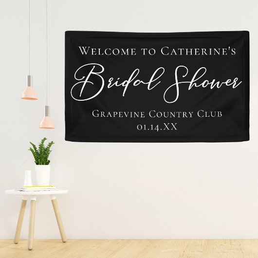 Zwarte Bruiloft Chique Personalized Welcome Spandoek