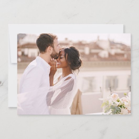 Zwarte bruiloft dank u foto eenvoudig elegant bedankkaart (Achterkant)