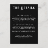 Zwarte bruiloft details informatiekaartje (Voorkant)