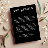 Zwarte bruiloft details informatiekaartje