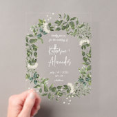 Zwarte bruiloft florale Lily Invitation classics Acryl Uitnodigingen (Insitu (Draagbaar))