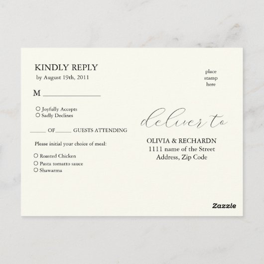 Zwarte bruiloft florale Lily Invitation classics Briefkaart (Achterkant)