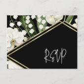 Zwarte bruiloft florale Lily Invitation classics Briefkaart (Voorkant)