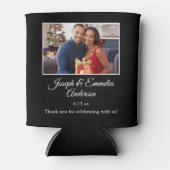 Zwarte bruiloft gunst foto paar foto, namen blikjeskoeler (Voorkant)