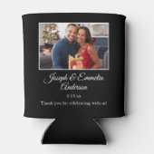 Zwarte bruiloft gunst foto paar foto, namen blikjeskoeler (Achterkant)