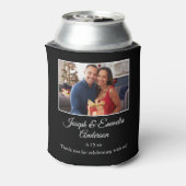 Zwarte bruiloft gunst foto paar foto, namen blikjeskoeler (Blikje Achterkant)