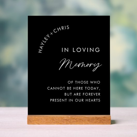 Zwarte bruiloft in liefdevolle herinnering acryl bord (Neutraal)