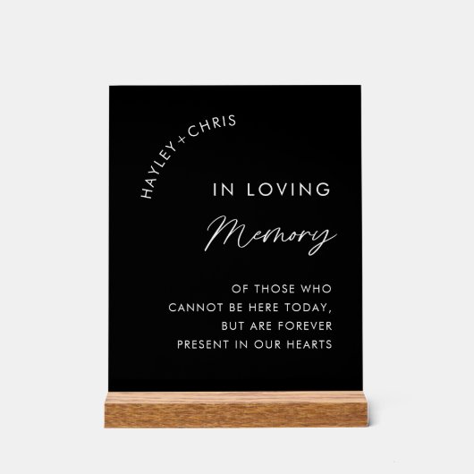 Zwarte bruiloft in liefdevolle herinnering acryl bord (Voorkant)