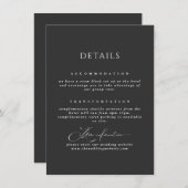 Zwarte bruiloft informatie kaart eenvoudige typogr (Voorkant / Achterkant)