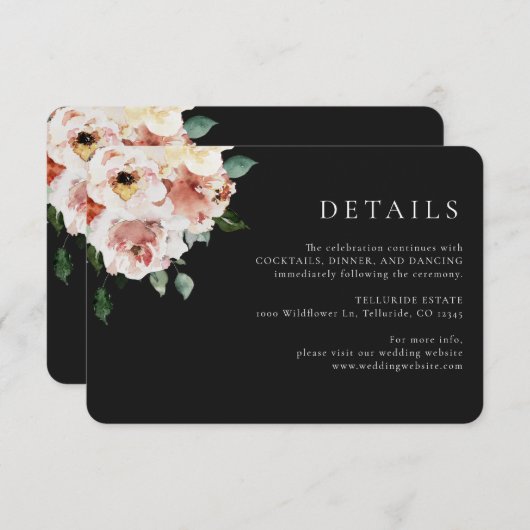 Zwarte bruiloft informatiekaartje (Voorkant / Achterkant)