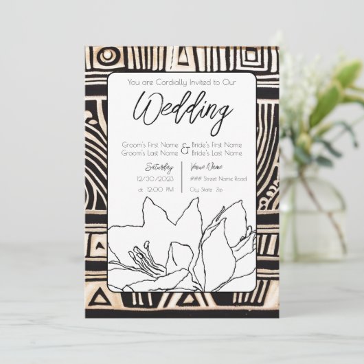 Zwarte bruiloft kaart (Staand voorkant)