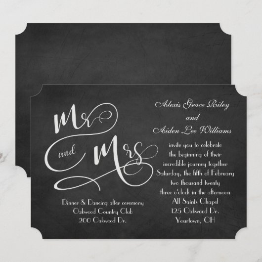 zwarte bruiloft kaart (Voorkant / Achterkant)