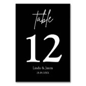 Zwarte bruiloft kalligrafie script tafel nummer kaart (Voorkant)