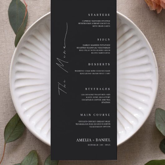 Zwarte bruiloft Menu Kaarten Sjabloon