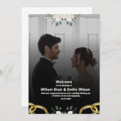 Zwarte bruiloft met moderne bloemen kaart (Voorkant / Achterkant)