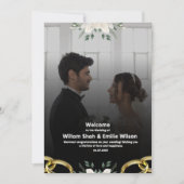 Zwarte bruiloft met moderne bloemen kaart (Voorkant)