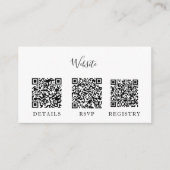 Zwarte bruiloft moderne QR code insert minimalisti Informatiekaartje (Voorkant)