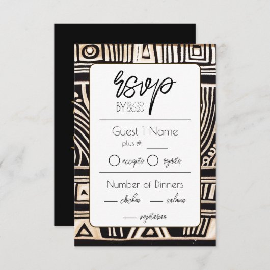 Zwarte bruiloft RSVP kaartje (Voorkant / Achterkant)