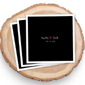 Zwarte bruiloft servetten met handgeschreven namen