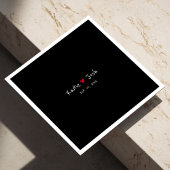 Zwarte bruiloft servetten met handgeschreven namen