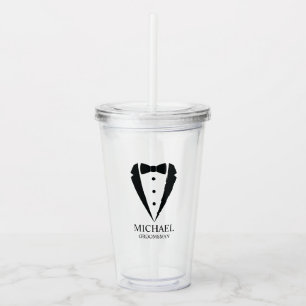 Zwarte bruiloft Tuxedo pak Gepersonaliseerde Groom Acryl Drinkbeker