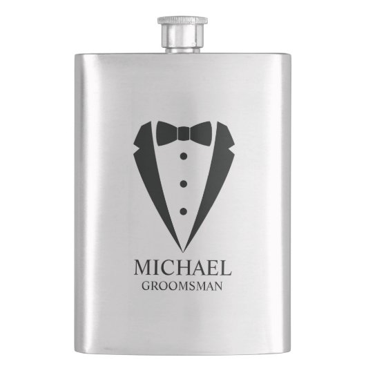Zwarte bruiloft Tuxedo pak Gepersonaliseerde Groom Flacon (Voorkant)