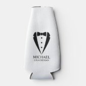 Zwarte bruiloft Tuxedo pak Gepersonaliseerde Groom Flesjeskoeler (Voorkant)
