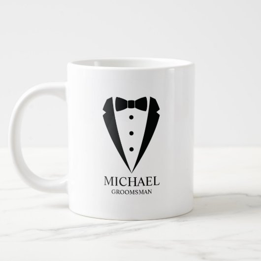Zwarte bruiloft Tuxedo pak Gepersonaliseerde Groom Grote Koffiekop (Links)