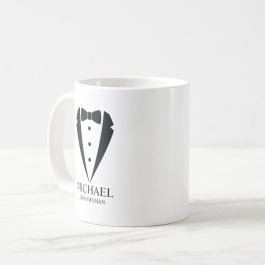 Zwarte bruiloft Tuxedo pak Gepersonaliseerde Groom Koffiemok (Voorkant links)