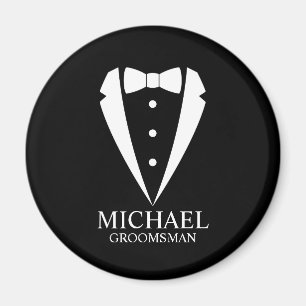 Zwarte bruiloft Tuxedo pak Gepersonaliseerde Groom Magneet