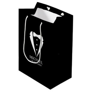 Zwarte bruiloft Tuxedo pak Gepersonaliseerde Groom Medium Cadeauzakje