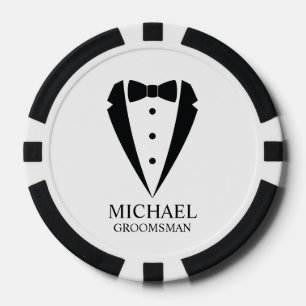 Zwarte bruiloft Tuxedo pak Gepersonaliseerde Groom Poker Chips