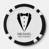 Zwarte bruiloft Tuxedo pak Gepersonaliseerde Groom Poker Chips (Achterkant)