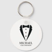 Zwarte bruiloft Tuxedo pak Gepersonaliseerde Groom Sleutelhanger (Voorkant)