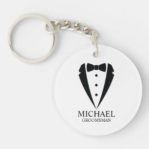 Zwarte bruiloft Tuxedo pak Gepersonaliseerde Groom Sleutelhanger