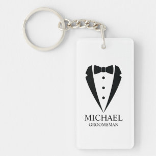 Zwarte bruiloft Tuxedo pak Gepersonaliseerde Groom Sleutelhanger