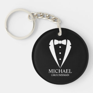 Zwarte bruiloft Tuxedo pak Gepersonaliseerde Groom Sleutelhanger