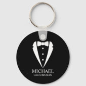 Zwarte bruiloft Tuxedo pak Gepersonaliseerde Groom Sleutelhanger (Voorkant)