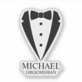 Zwarte bruiloft Tuxedo pak Gepersonaliseerde Groom Sticker (Voorkant)