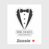 Zwarte bruiloft Tuxedo pak Gepersonaliseerde Groom Sticker (Vel)